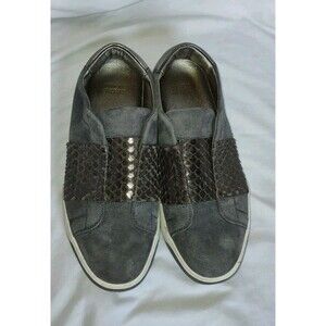 EUC Sz 6 Johnston & Murphy Emerson Gray Leather Suede Sneakers Snakeskin Shoes